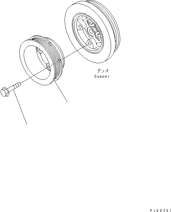Komatsu parts book diagram for SAA6D114E-2CC-8M S/N 26800003-UP: CRANK PULLEY