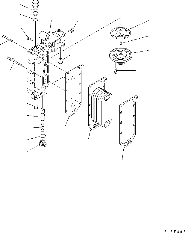 Komatsu parts book diagram for SAA6D114E-2CC-8M S/N 26800003-UP: OIL COOLER(#26800425-)