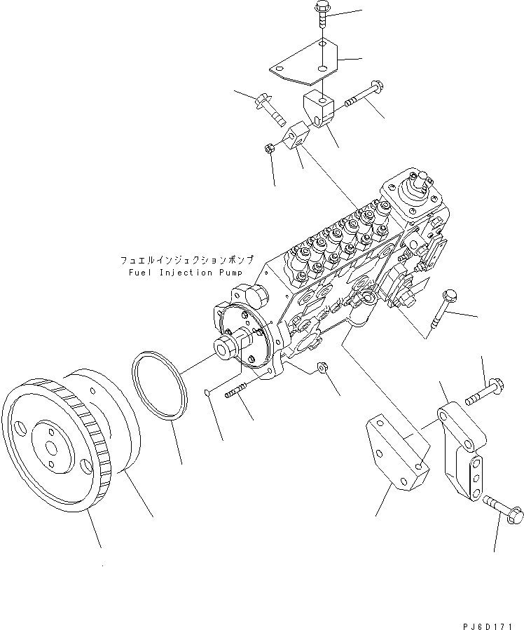 Komatsu parts book diagram for SAA6D114E-2CC-8M S/N 26800003-UP: FUEL INJECTION PUMP MOUNTING
