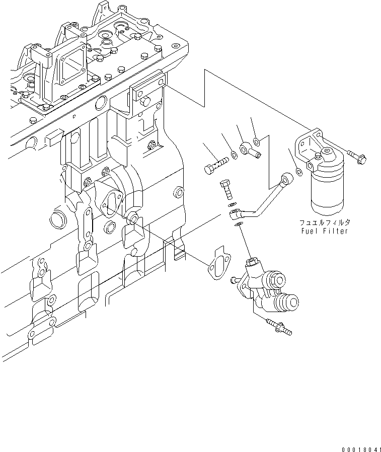Komatsu parts book diagram for SAA6D114E-2CC-8M S/N 26800003-UP: FUEL FILTER PIPING(#26801989-)