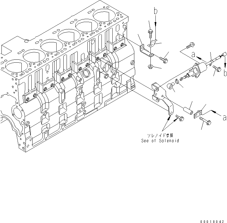 Komatsu parts book diagram for SAA6D114E-2CC-8M S/N 26800003-UP: SOLENOID MOUNTING(#26801989-)