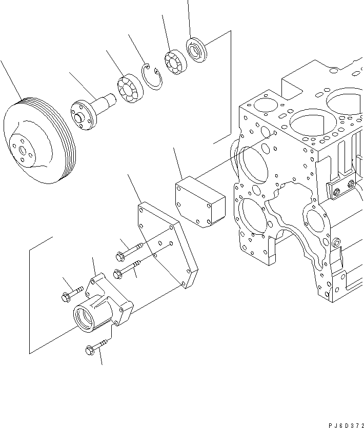 Komatsu parts book diagram for SAA6D114E-2CC-8M S/N 26800003-UP: FAN DRIVE PULLEY