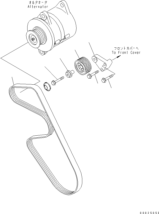 Komatsu parts book diagram for SAA6D114E-2CC-8M S/N 26800003-UP: WATER PUMP DRIVE BELT
