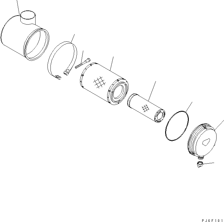 Komatsu parts book diagram for SAA6D114E-2CC-8M S/N 26800003-UP: AIR CLEANER(#26801989-)