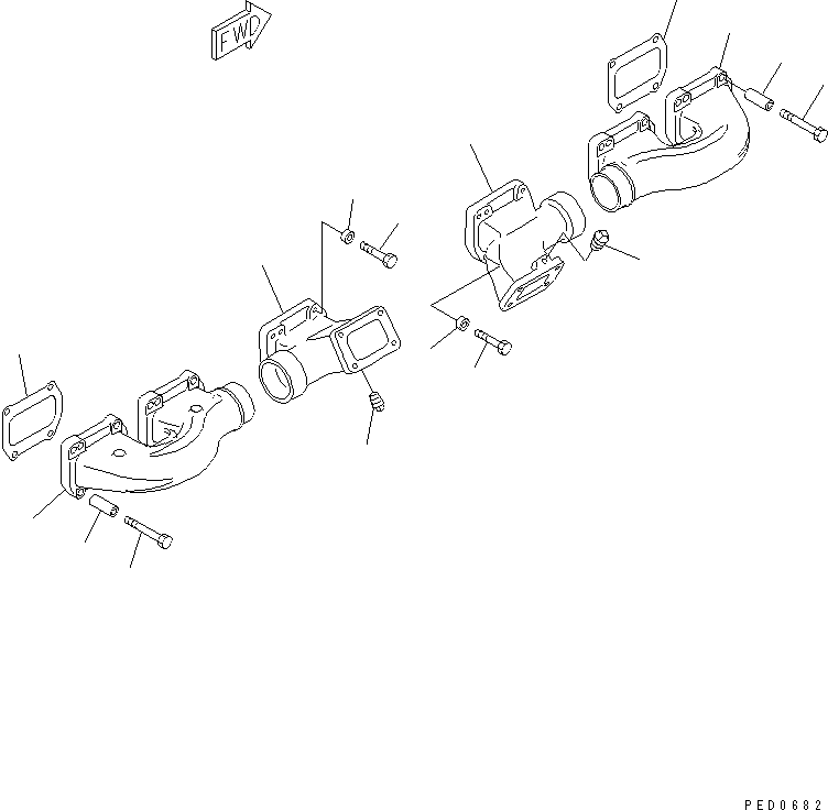 Engines Komatsu / SAA6D170E-2A-8 S/N 17001-UP(saa6d28r) / EXHAUST MANIFOLD (WITH EXHAUST BRAKE)(#17389-)(030080 : A1510-A6C9)