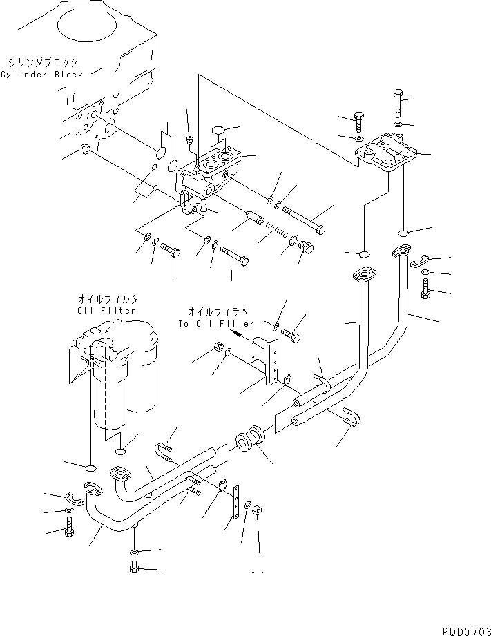 Engines Komatsu / SAA6D170E-2A-8 S/N 17001-UP(saa6d28r) / OIL FILTER PIPING(#17389-18663)(030660 : A3110-B6B1)