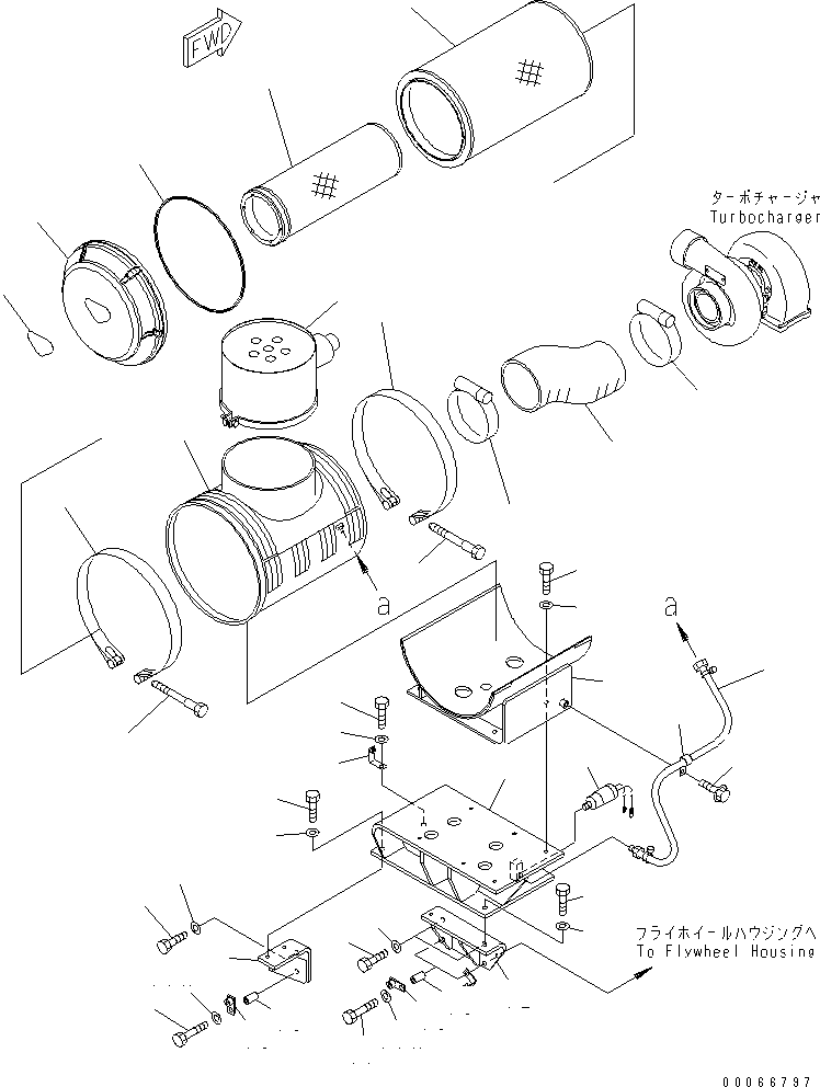 Komatsu parts book diagram for SAA6D170E-3BC-8C S/N 310001-UP: AIR CLEANER MOUNTING (EXTREME COLD TERRAIN SPEC. FOR CIS)(#313127-)