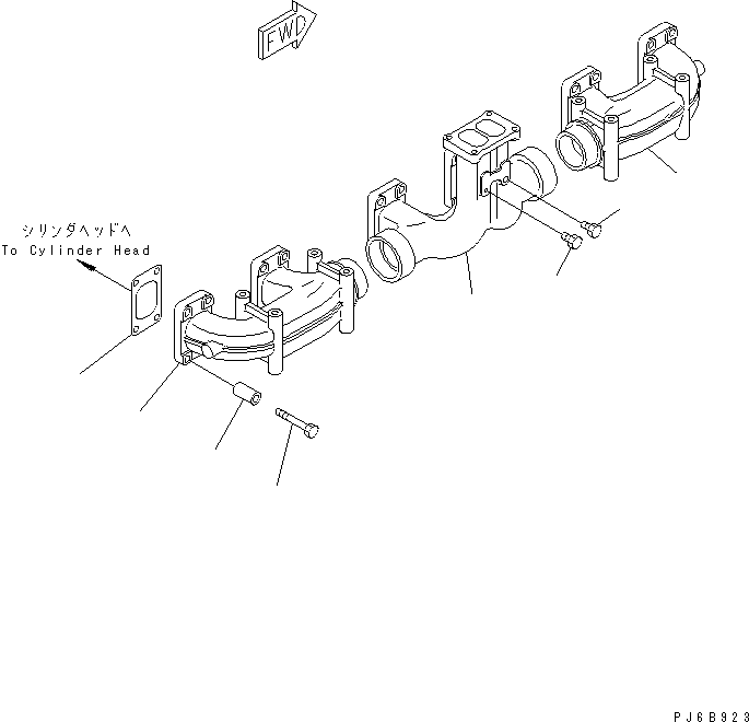 Komatsu parts book diagram for SAA6D170E-3BC-8C S/N 310001-UP: EXHAUST MANIFOLD(#310005-)