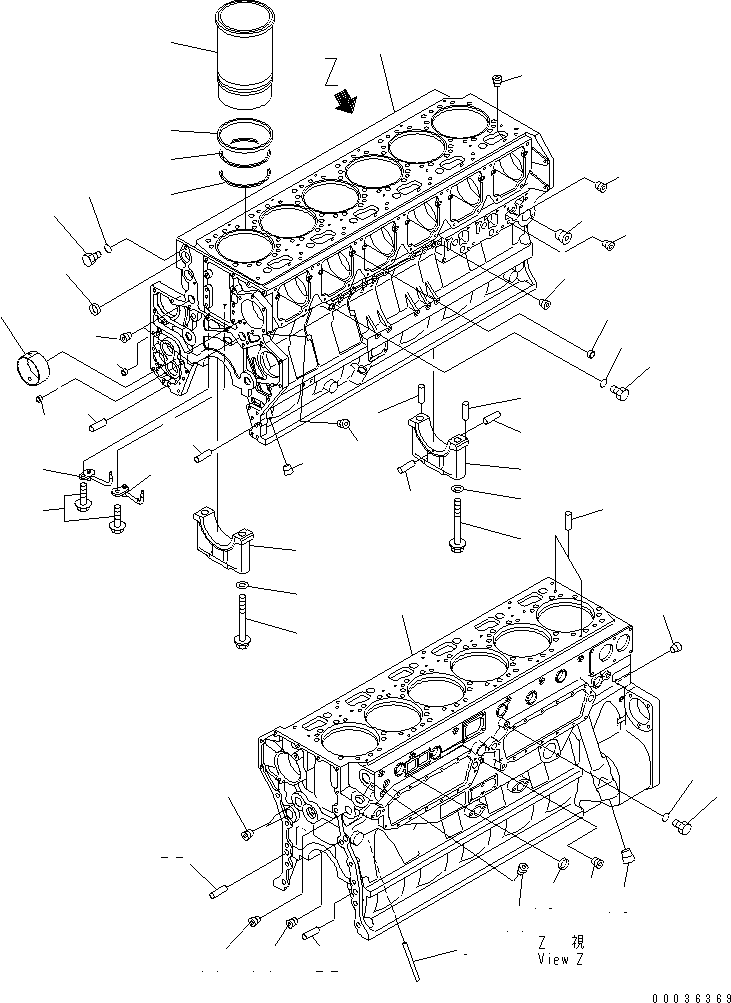 Komatsu parts book diagram for SAA6D170E-3BC-8C S/N 310001-UP: CYLINDER BLOCK