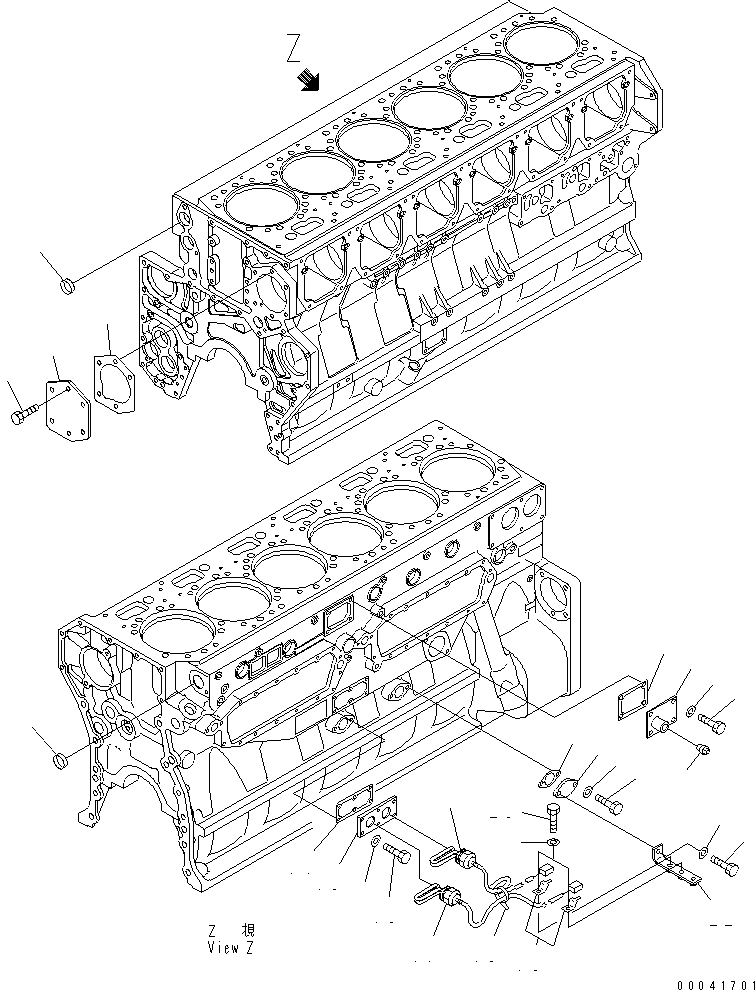 Komatsu parts book diagram for SAA6D170E-3BC-8C S/N 310001-UP: CYLINDER BLOCK MOUNTING (HEATER SPEC.) (COLD TERRAIN SPEC.)(#310472-)