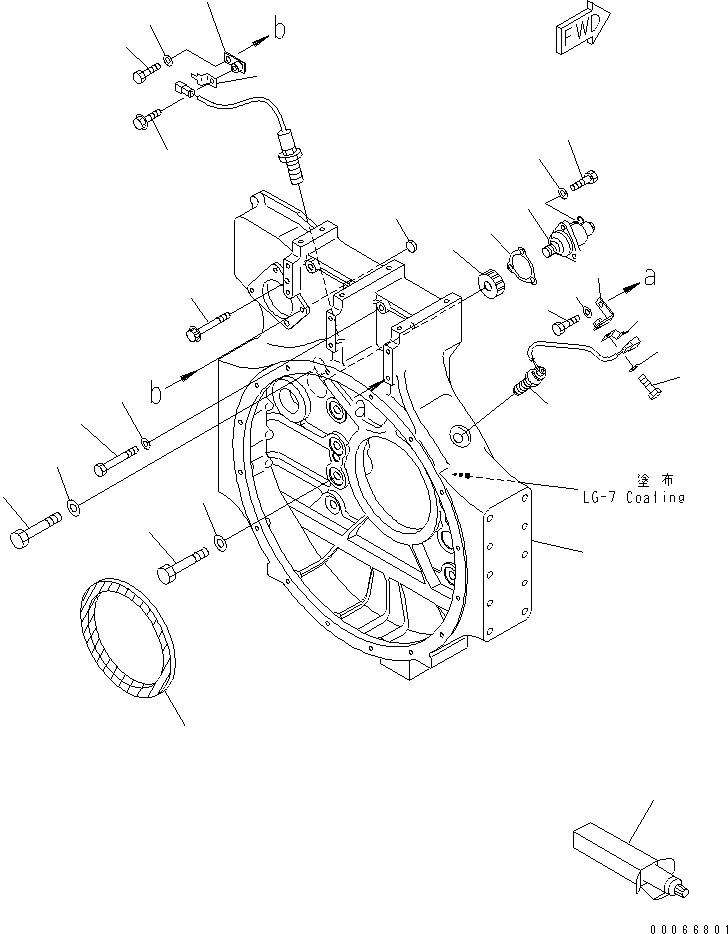 Komatsu parts book diagram for SAA6D170E-3BC-8C S/N 310001-UP: FLYWHEEL HOUSING(#310535-)