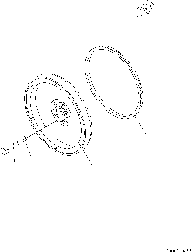 Komatsu parts book diagram for SAA6D170E-3BC-8C S/N 310001-UP: FLYWHEEL(#310535-)