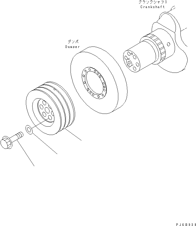 Komatsu parts book diagram for SAA6D170E-3BC-8C S/N 310001-UP: CRANK PULLEY(#310535-)