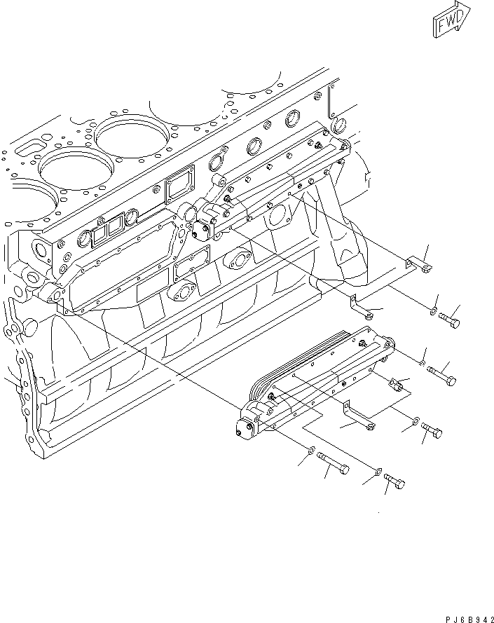 Komatsu parts book diagram for SAA6D170E-3BC-8C S/N 310001-UP: OIL COOLER MOUNTING(#310005-)