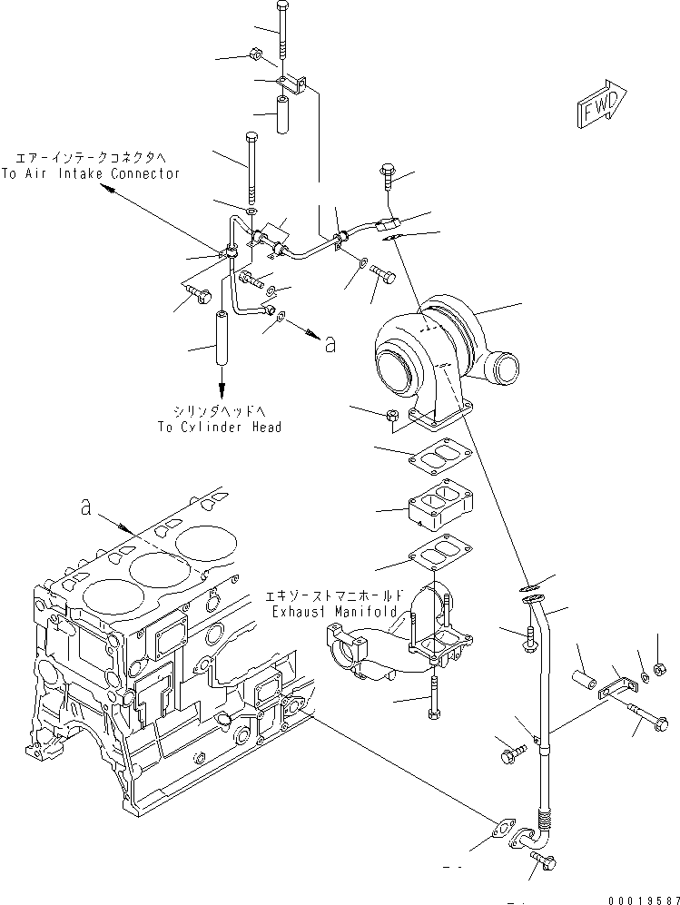 Engines Komatsu / SAA6D125E-3L-8A S/N 310001-UP(saa6d2br) / TURBOCHARGER AND OIL PIPING(#313158-)(030060 : A1530-A3K5)