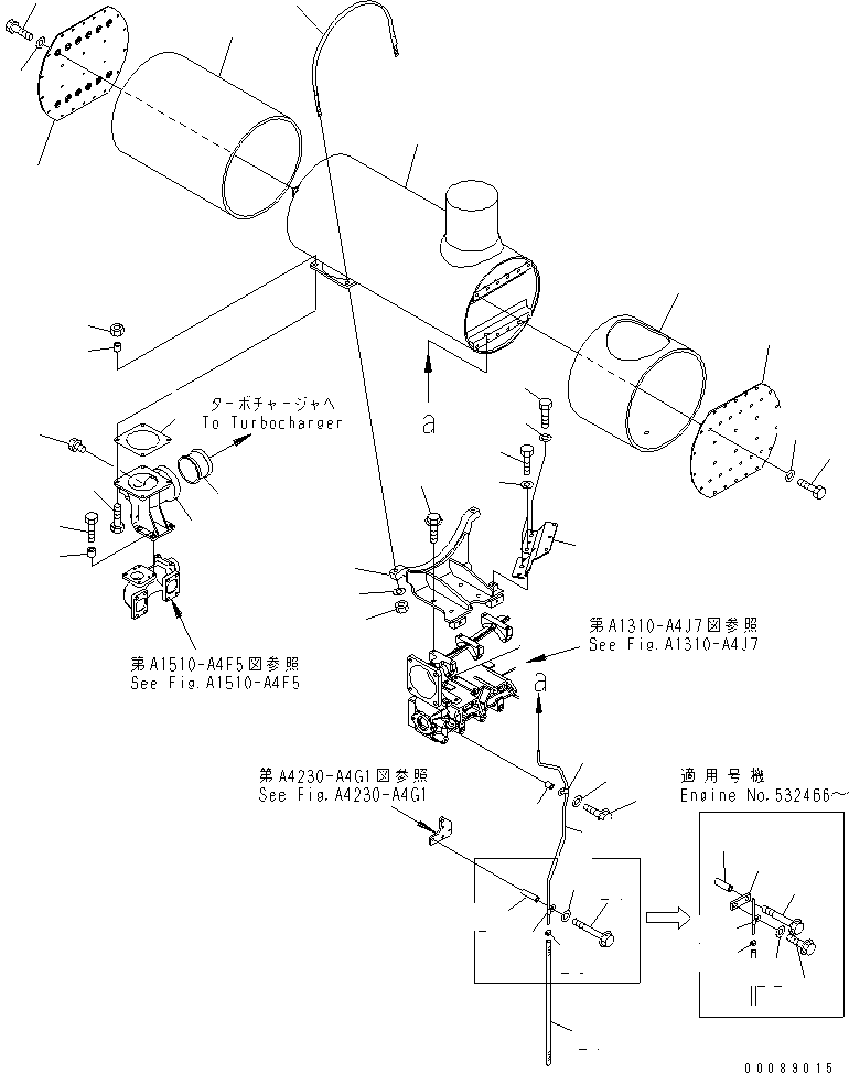 Komatsu parts book diagram for SAA6D140E-5F-03 S/N 530001-UP: MUFFLER(#530043-535715)