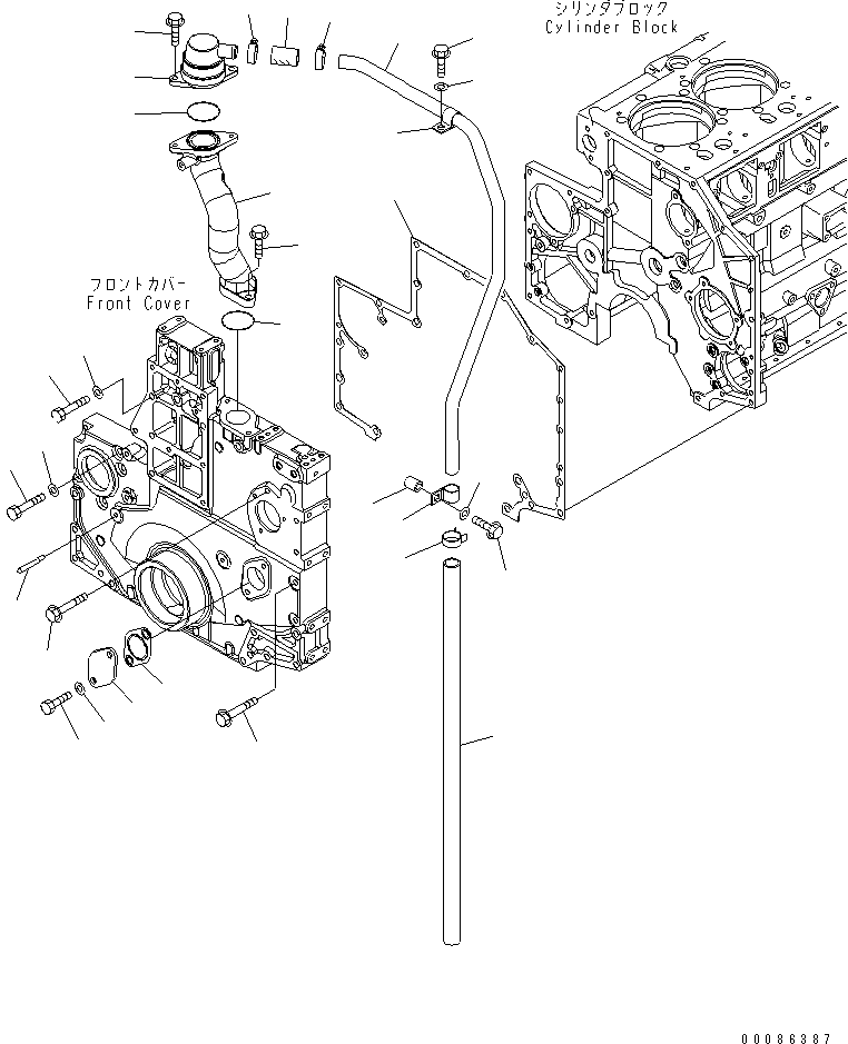 Komatsu parts book diagram for SAA6D140E-5F-03 S/N 530001-UP: FRONT COVER ACCESSORY AND BREATHER(#530043-)