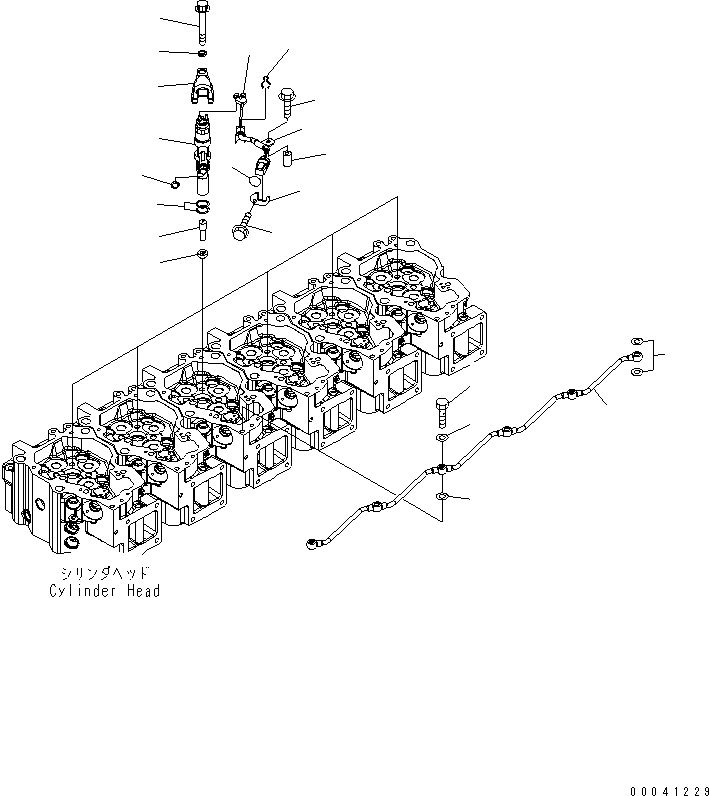 Komatsu parts book diagram for SAA6D140E-5F-03 S/N 530001-UP: FUEL INJECTOR AND SPILL TUBE(#530015-)