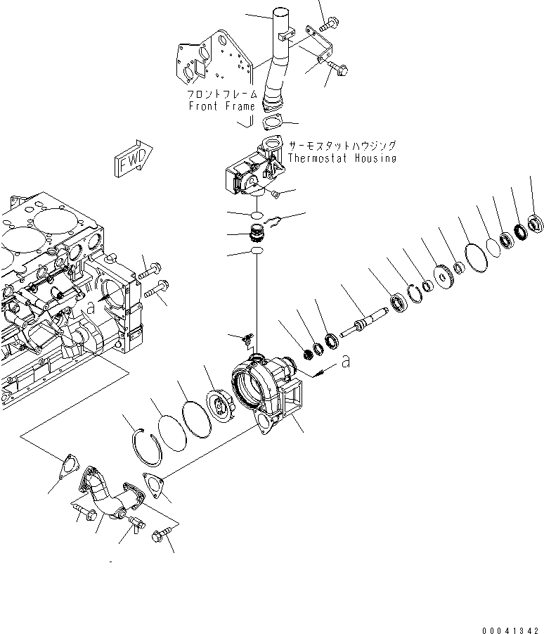 Komatsu parts book diagram for SAA6D140E-5F-03 S/N 530001-UP: WATER PUMP(#535716-)