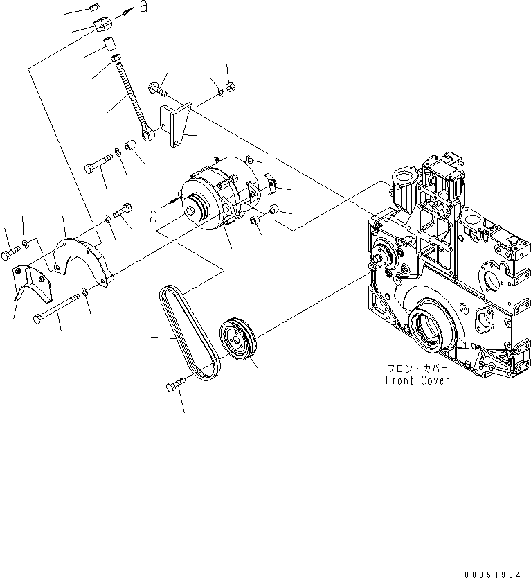 Komatsu parts book diagram for SAA6D140E-5F-03 S/N 530001-UP: ALTERNATOR MOUNTING (FOR 60A ALTERNATOR) (SANDY AND DUSTY SPEC.)(#530246-535878)
