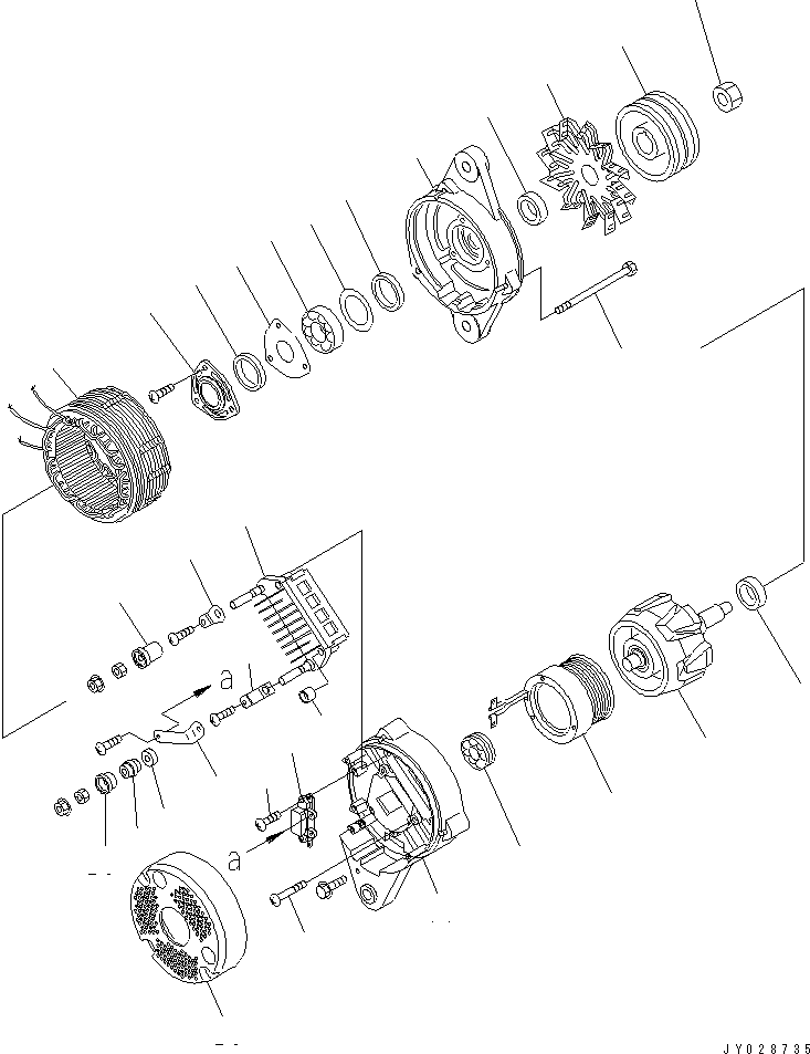 Komatsu parts book diagram for SAA6D140E-5F-03 S/N 530001-UP: ALTERNATOR (FOR 60A ALTERNATOR) (INNER PARTS)(#540201-)
