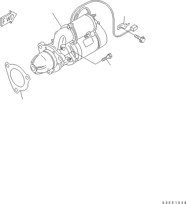 Komatsu parts book diagram for SAA6D140E-5F-03 S/N 530001-UP: STARTING MOTOR MOUNTING (11KW)(#530043-)