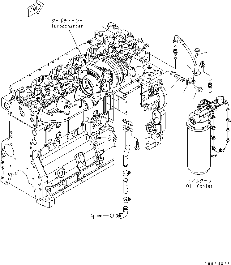 Komatsu parts book diagram for SAA6D114E-3B-WT S/N 26850001-UP: TURBOCHARGER OIL PIPING RELATED PARTS(#26850005-)