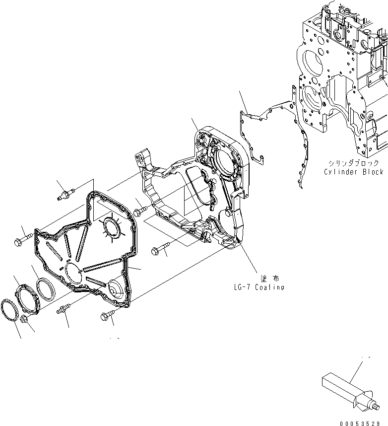 Komatsu parts book diagram for SAA6D114E-3B-WT S/N 26850001-UP: FRONT COVER(#26850005-)
