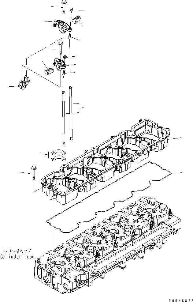 Komatsu parts book diagram for SAA6D114E-3B-WT S/N 26850001-UP: ROCKER LEVER