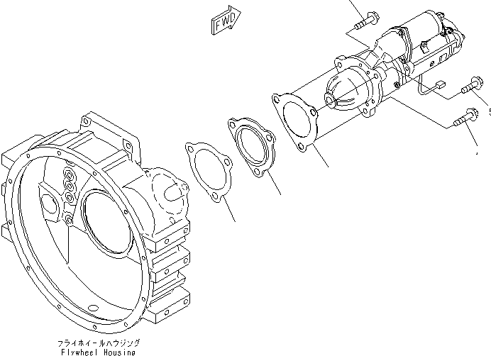 Komatsu parts book diagram for SAA6D114E-3B-WT S/N 26850001-UP: STARTING MOTOR MOUNTING(#26850005-)