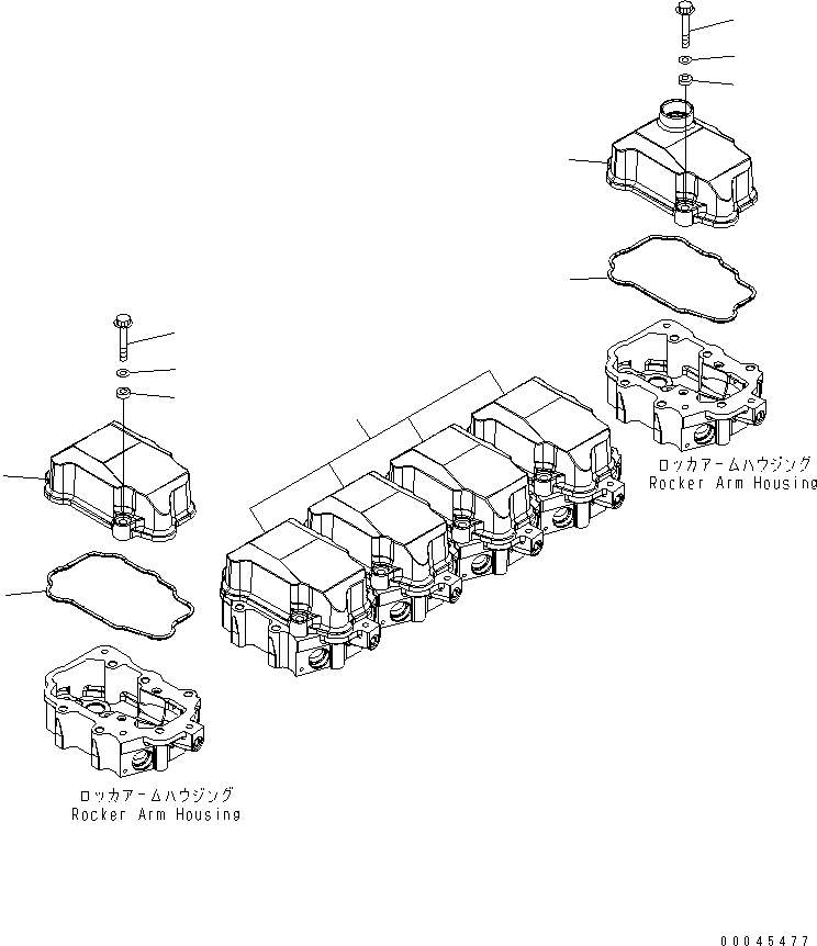 Komatsu parts book diagram for SAA6D125E-5E-01 S/N 560001-UP: ROCKER ARM HOUSING COVER(#565940-)