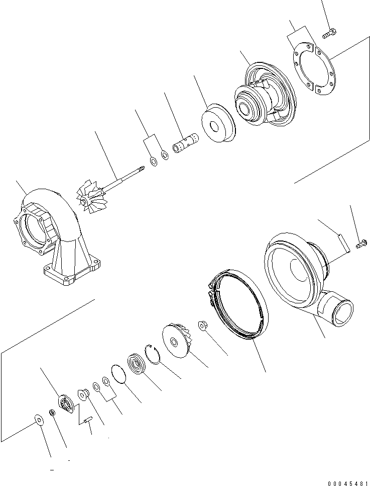 Komatsu parts book diagram for SAA6D125E-5E-01 S/N 560001-UP: TURBOCHARGER (KTR90-232E) (INNER PARTS)(#560347-)