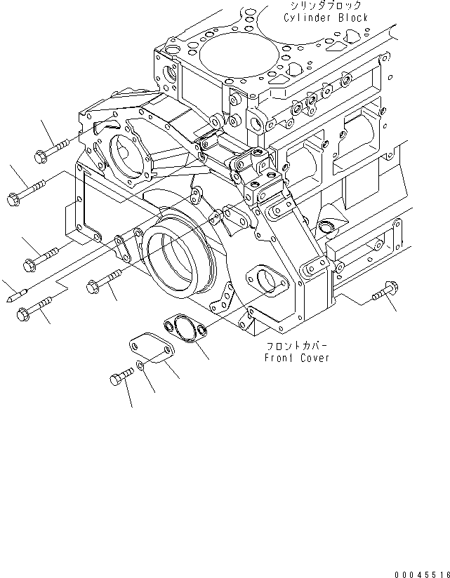 Komatsu parts book diagram for SAA6D125E-5E-01 S/N 560001-UP: FRONT COVER ACCESSORY (MOUNTING BOLT AND POINTER)(#560347-)