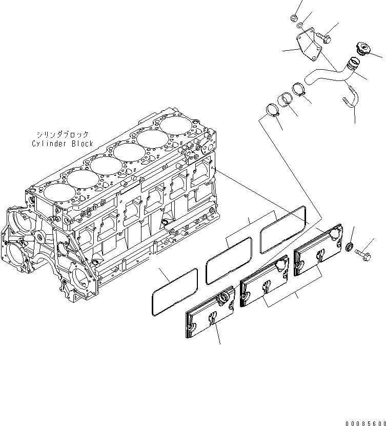 Komatsu parts book diagram for SAA6D125E-5E-01 S/N 560001-UP: CAMFOLLOWER COVER AND OIL FILLER(#565940-)