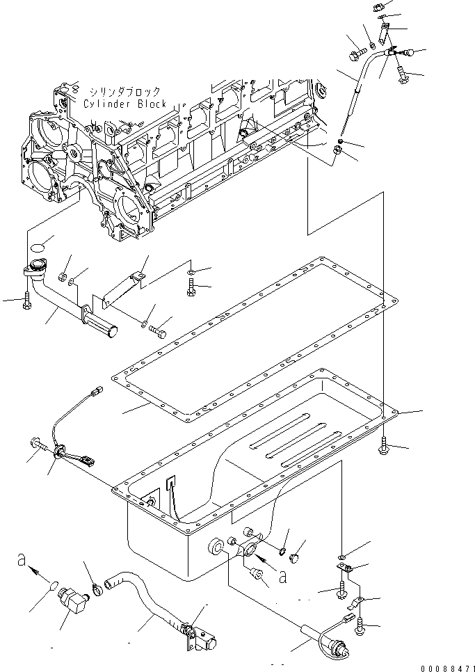 Komatsu parts book diagram for SAA6D125E-5E-01 S/N 560001-UP: OIL PAN AND SUCTION TUBE (COLD TERRAIN A SPEC.)(#565561-)