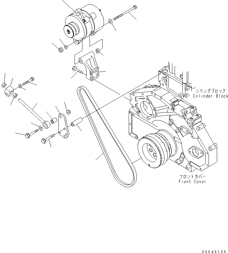 Komatsu parts book diagram for SAA6D125E-5E-01 S/N 560001-UP: ALTERNATOR AND MOUNTING (50A) (HARDENING PULLEY)(#560347-)