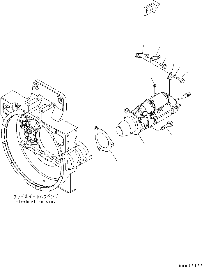 Komatsu parts book diagram for SAA6D125E-5E-01 S/N 560001-UP: STARTING MOTOR MOUNTING (11KW)(#564118-)