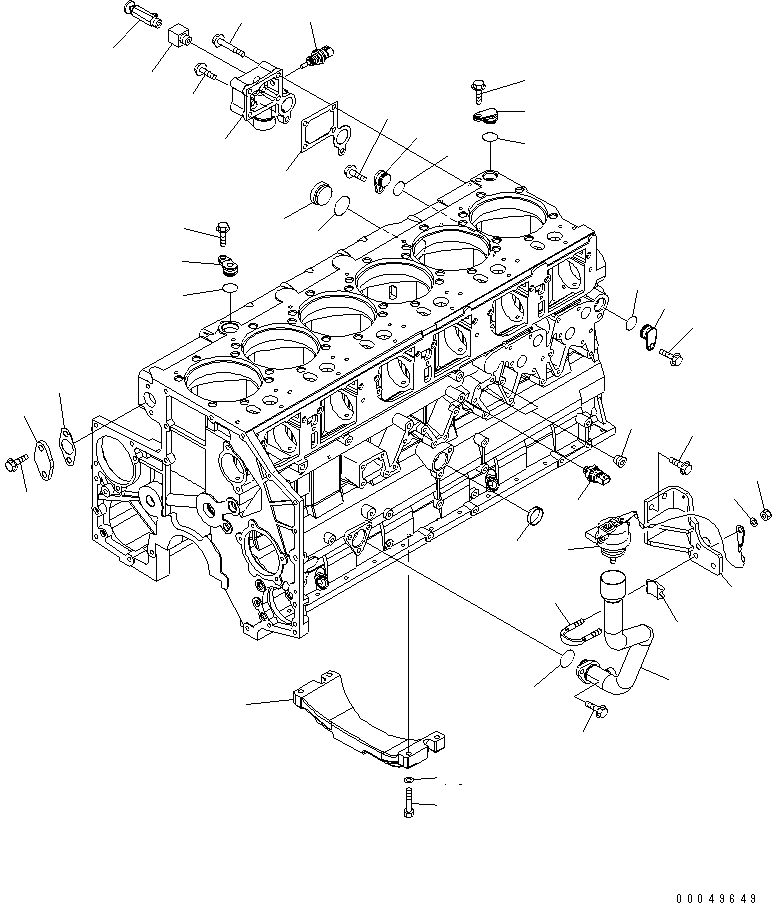 Engines Komatsu / SAA6D140E-5E-01 S/N 530001-UP(saa6d31c) / CYLINDER BLOCK ACCESSORY (UNDER FRAME AND OIL FILLER) (WITH VANDALISM PROTECTION)(#530008-)(030390 : A2011-A4N4)