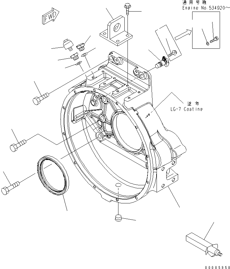 Engines Komatsu / SAA6D140E-5E-01 S/N 530001-UP(saa6d31c) / FLYWHEEL HOUSING(#530008-)(030470 : A2210-A4H8)