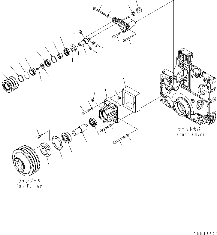 Engines Komatsu / SAA6D140E-5E-01 S/N 530001-UP(saa6d31c) / FAN DRIVE AND TENSION PULLEY(#530008-)(030890 : A5060-A4E7)