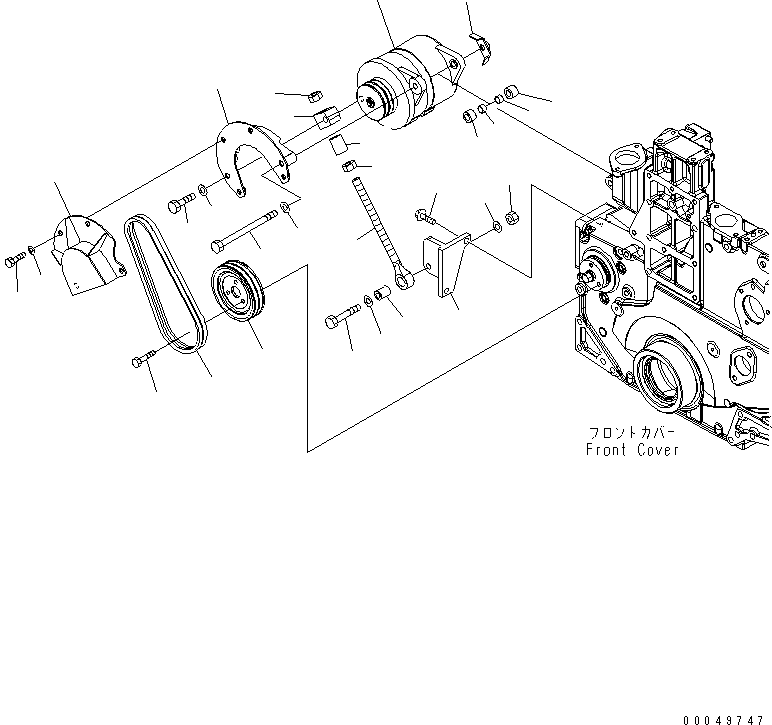 Engines Komatsu / SAA6D140E-5E-01 S/N 530001-UP(saa6d31c) / ALTERNATOR MOUNTING (FOR 75A ALTERNATOR) (SANDY AND DUSTY SPEC.)(#530512-)(030960 : A6010-A4N1)