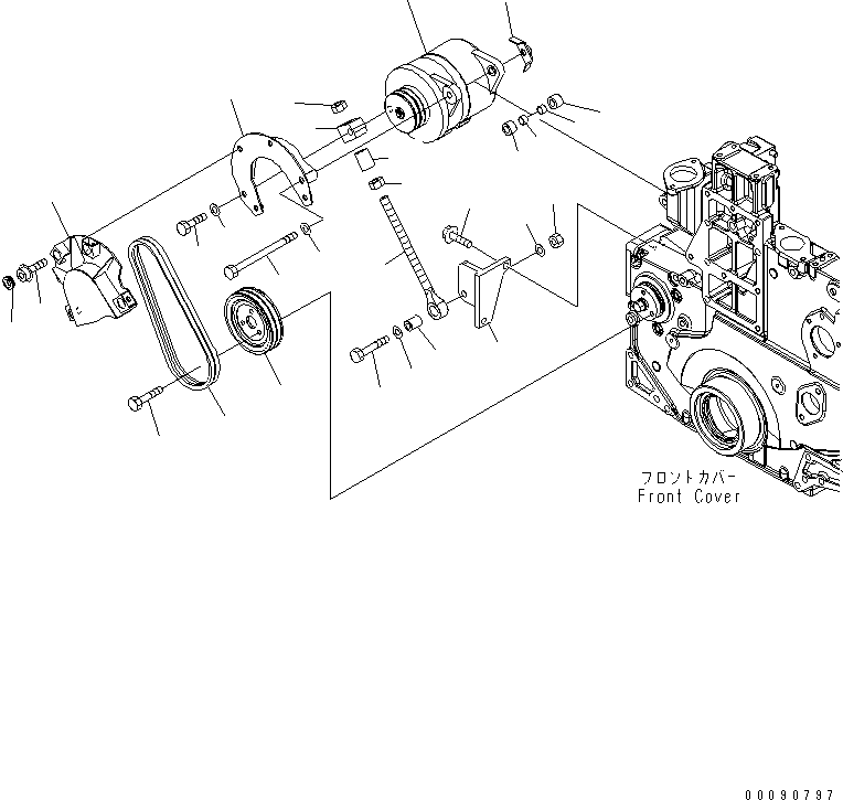 Engines Komatsu / SAA6D140E-5E-01 S/N 530001-UP(saa6d31c) / ALTERNATOR MOUNTING (FOR 75A ALTERNATOR) (FOR EU SAFETY REGULATION)(#535052-)(030990 : A6010-A4P8)