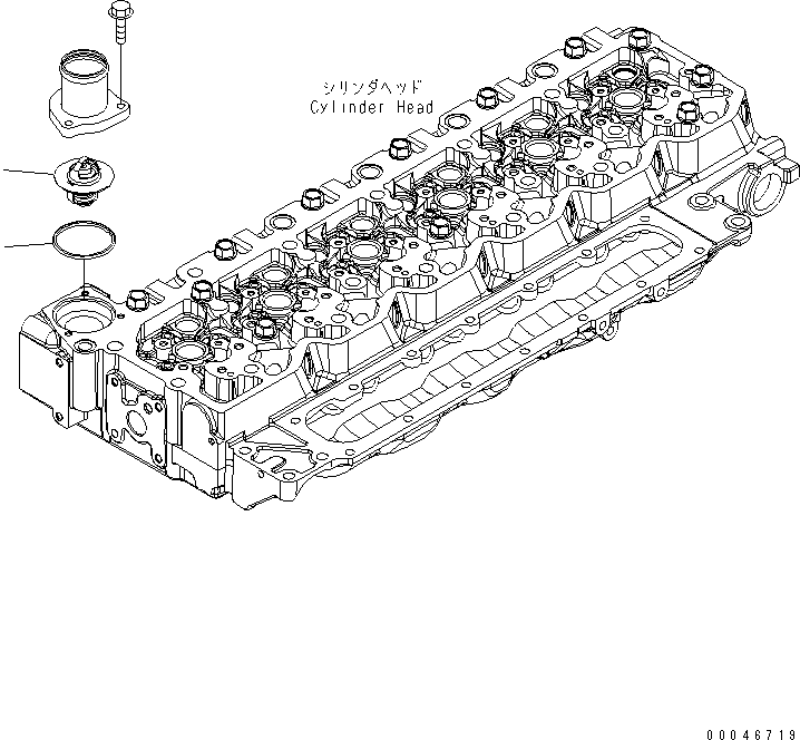 Komatsu parts book diagram for SAA6D107E-1G-W S/N 26500006-UP: THERMOSTAT