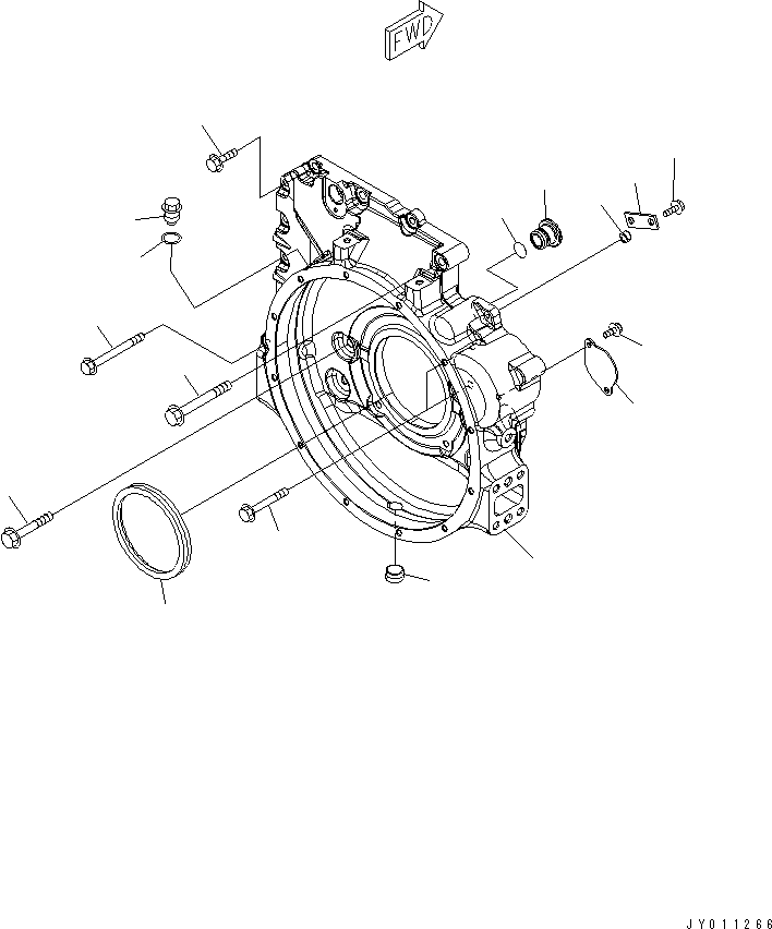 Komatsu parts book diagram for SAA6D107E-1G-W S/N 26500006-UP: FLYWHEEL HOUSING