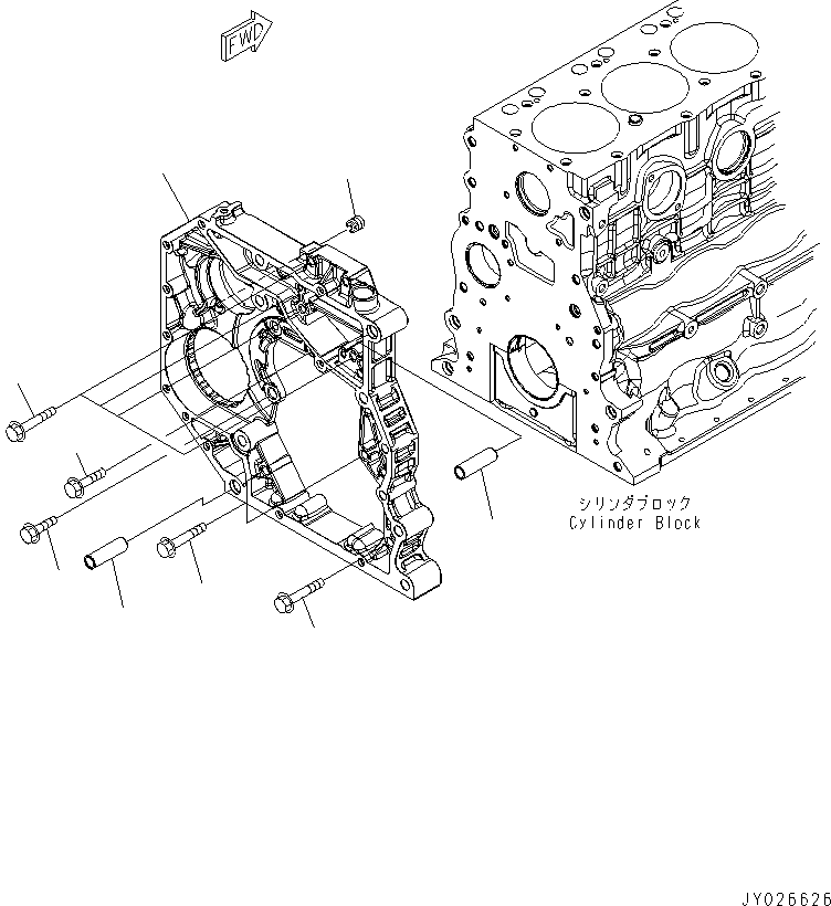 Komatsu parts book diagram for SAA6D107E-1G-W S/N 26500006-UP: REAR GEAR HOUSING