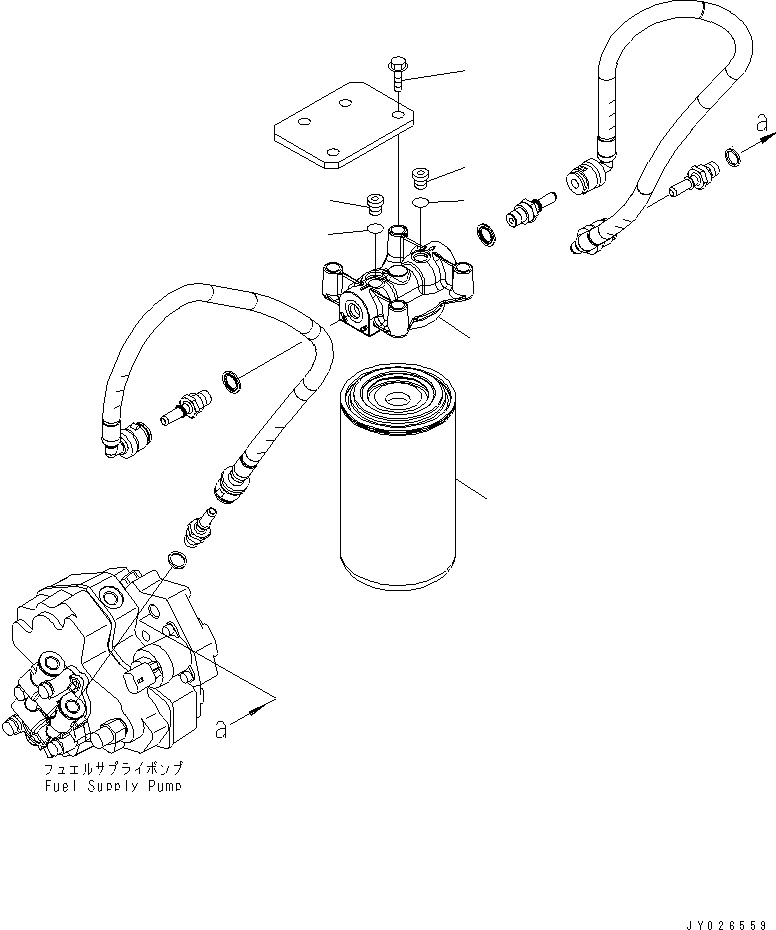 Komatsu parts book diagram for SAA6D107E-1G-W S/N 26500006-UP: FUEL FILTER(#26542464-)