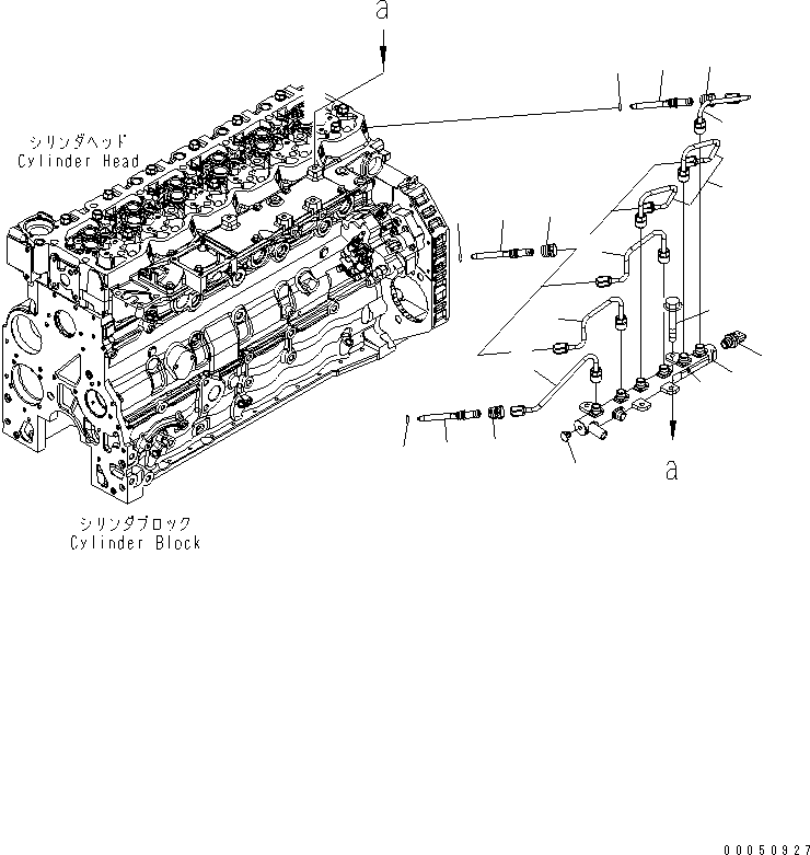 Komatsu parts book diagram for SAA6D107E-1G-W S/N 26500006-UP: FUEL FILTER PIPING AND COMMON RAIL