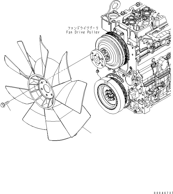 Komatsu parts book diagram for SAA6D107E-1G-W S/N 26500006-UP: COOLING FAN