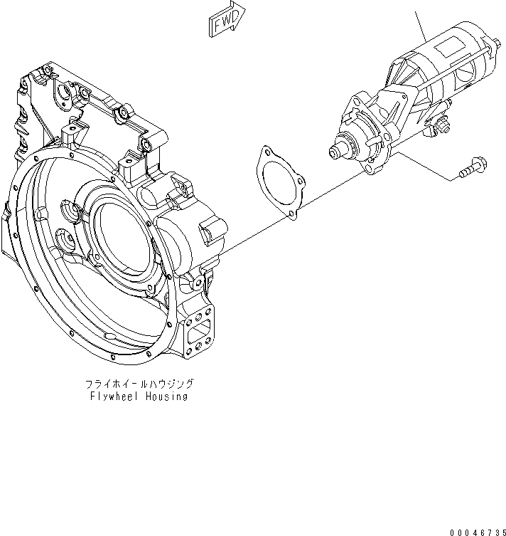 Komatsu parts book diagram for SAA6D107E-1G-W S/N 26500006-UP: STARTING MOTOR (5.5KW)