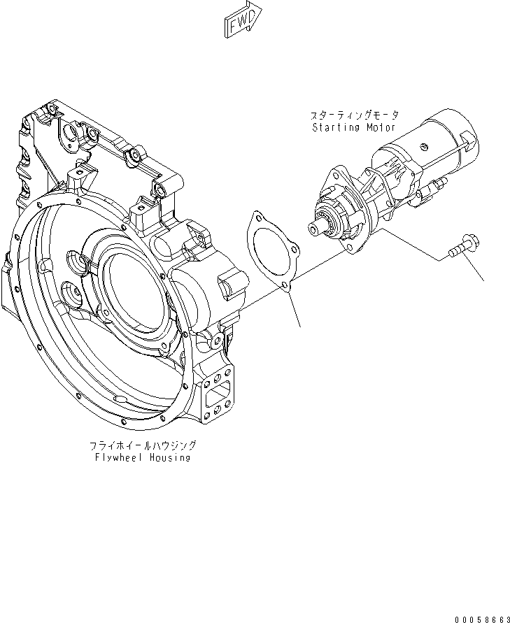 Komatsu parts book diagram for SAA6D107E-1G-W S/N 26500006-UP: STARTING MOTOR MOUNTING (4.5KW)(#26504303-)
